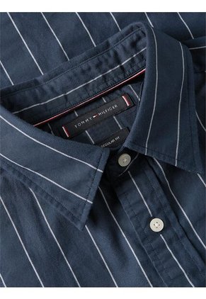 Camisa Azul A Rayas De Corte Amplio Tommy Hilfiger