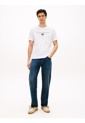 Camiseta Blanca De Punto Con Logo Tommy Hilfiger