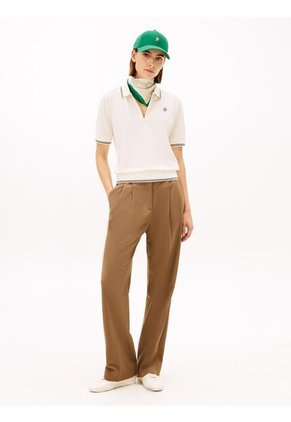 Polo Blanco De Piqué Con Logo Bordado Tommy Hilfiger