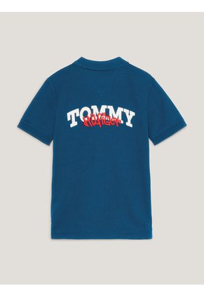 Polo De Punto Con Logo Estilo Grafiti Niño Azul Tommy Hilfiger