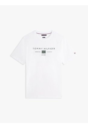 Camiseta Blanca De Punto Con Logo Tommy Hilfiger