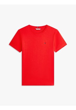 Camiseta Roja Slim De Cuello Redondo Tommy Hilfiger