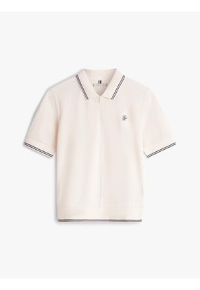 Polo Blanco De Piqué Con Logo Bordado Tommy Hilfiger