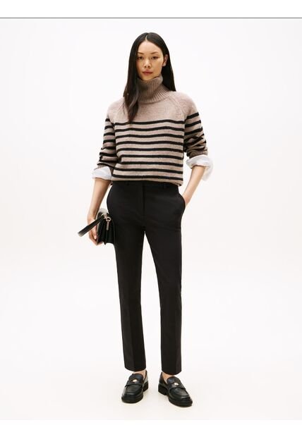 Pantalón Negro Slim De Gabardina Tommy Hilfiger