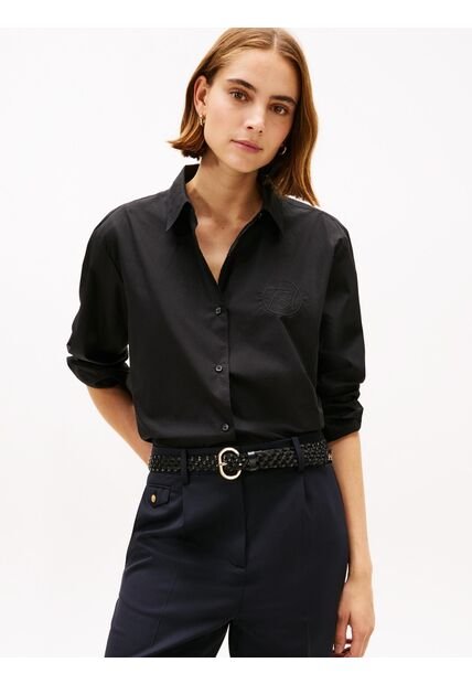 Camisa Negra Con Diseño De Rayas Con Logo Gráfico Tommy Hilfiger