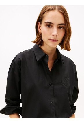 Camisa Negra Con Diseño De Rayas Con Logo Gráfico Tommy Hilfiger