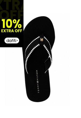 Sandalias Negro De Cuña Con Monograma TH Tommy Hilfiger Tommy Hilfiger
