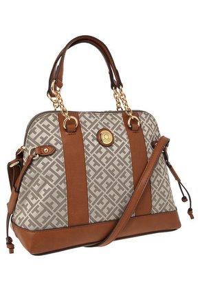 Bolso Beige-Café Tommy Hilfiger Cv Satchel