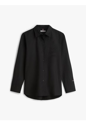 Camisa Negra Con Diseño De Rayas Con Logo Gráfico Tommy Hilfiger