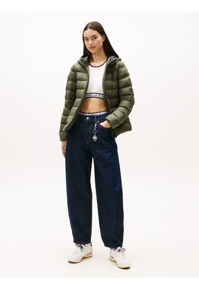 Chaqueta Gris Acolchada De Plumón Con Capota Tommy Jeans