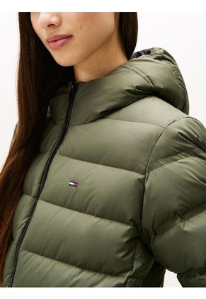 Chaqueta Gris Acolchada De Plumón Con Capota Tommy Jeans