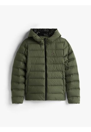 Chaqueta Gris Acolchada De Plumón Con Capota Tommy Jeans