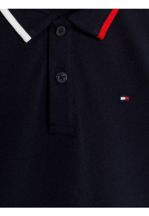Polo De Corte Regular Con Cuello Ribeteado Niño Azul Tommy Hilfiger