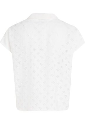 Camisa De Manga Corta Con Monograma Devore Mujer Blanco Tommy Hilfiger