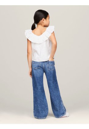 Blusa Blanca Niña Blanca Calada Cropped Th Monogram Tommy Hilfiger