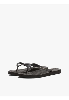 Sandalias Negro Con Logo Texturizado Tommy Hilfiger