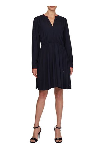 Vestido Azul Evasé Con Acabado A Contraste Para Mujer Tommy Hilfiger Tommy Hilfiger