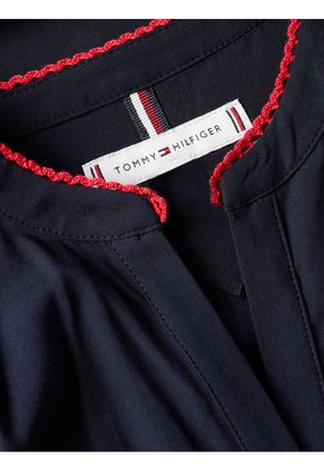 Vestido Azul Evasé Con Acabado A Contraste Para Mujer Tommy Hilfiger