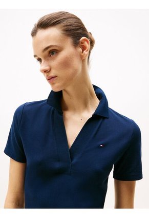 Vestido Azul Tipo Polo Con Cuello En V Abierto Tommy Hilfiger
