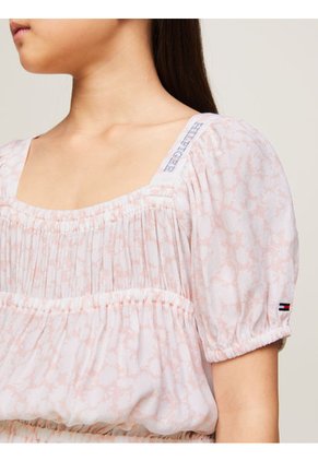 Blusa Rosada Niña Rosada Cropped De Estampado Floral Tommy Hilfiger