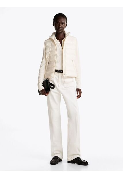 Chaqueta Blanca De Plumón Con Mangas A Contraste