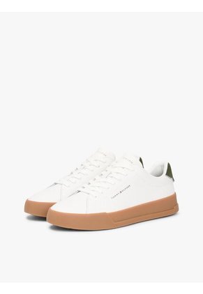 Tenis Beige De Tenis En Cuero Tommy Hilfiger