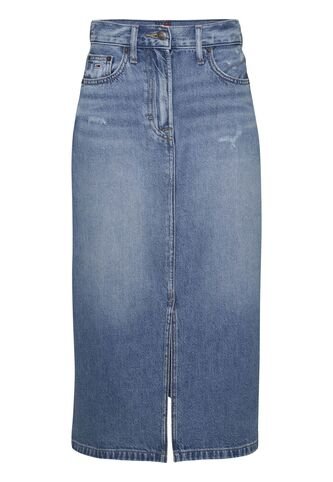 Falda Azul Denim Con Abertura Frontal Tommy Jeans Tommy Hilfiger