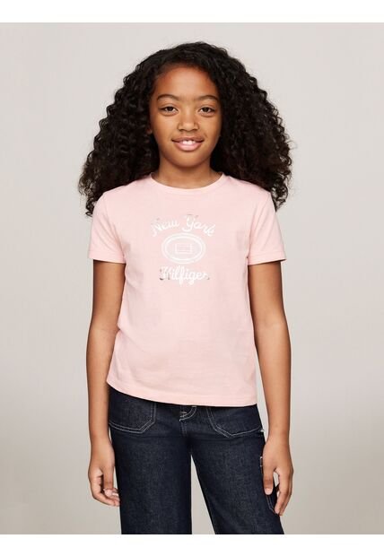 Camiseta Rosa Con Logotipo Metalizado Tommy Hilfiger