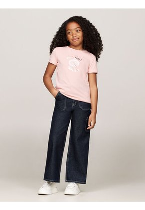 Camiseta Rosa Con Logotipo Metalizado Tommy Hilfiger