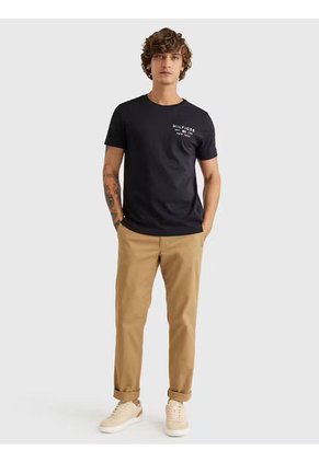 Camiseta De Corte Slim Con Logo Hombre Azul Tommy Hilfiger