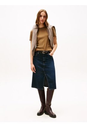 Camiseta Marrón Slim De Cuello Redondo Tommy Hilfiger