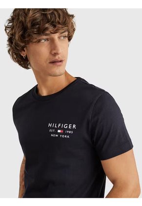 Camiseta De Corte Slim Con Logo Hombre Azul Tommy Hilfiger