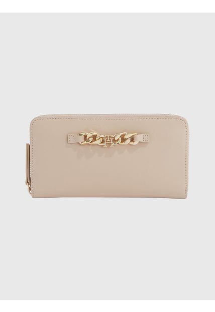 Cartera Th Monogram Con Cierre Y Cadena Mujer Beige Tommy Hilfiger