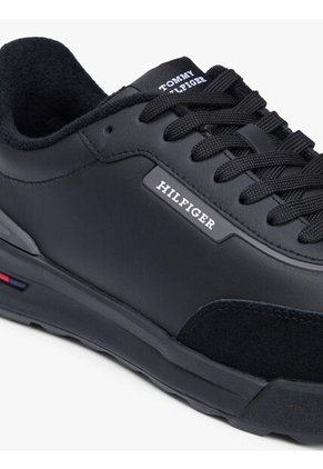 Tenis Negro Retro Runner En Mezcla De Cuero Tommy Hilfiger