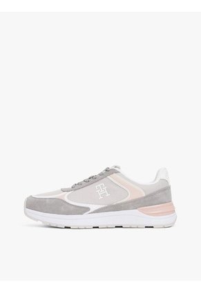Tenis Gris Con Mezcla De Texturas Tommy Hilfiger