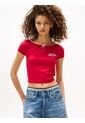 Camiseta Roja Tommy Girl Cropped Con Logo Tommy Jeans de Tommy Hilfiger