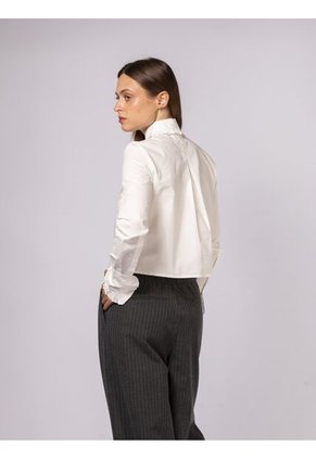 Camisa Blanca Clásica De Corte Cropped Con Manga Larga Tommy Hilfiger