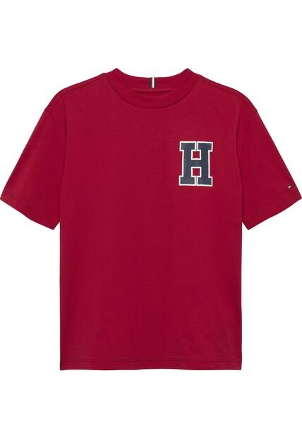 Camiseta Roja Varsity De Cuello Redondo Con Logo Tommy Hilfiger