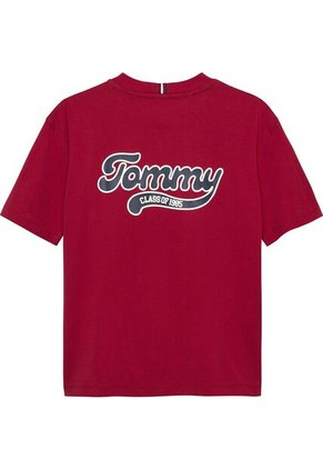 Camiseta Roja Varsity De Cuello Redondo Con Logo Tommy Hilfiger