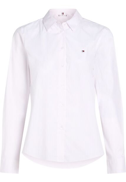 Camisa Rosa De Popelín De Corte Regular Tommy Hilfiger
