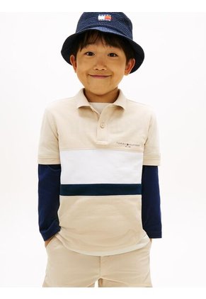 Polo Beige De Algodón Con Diseño Moderno Para Niños Tommy Hilfiger
