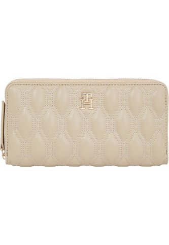 Billetera Beige De Cuero Acolchada Con Cremallera Tommy Hilfiger Tommy Hilfiger
