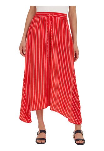 Falda Midi Con Diseño De Rayas Mujer Rojo Tommy Hilfiger Tommy Hilfiger