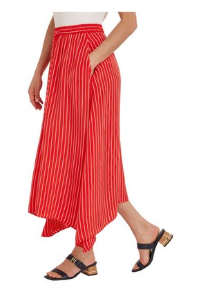 Falda Midi Con Diseño De Rayas Mujer Rojo Tommy Hilfiger