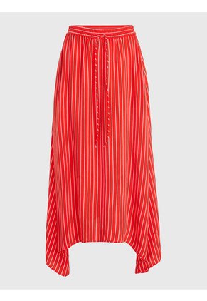 Falda Midi Con Diseño De Rayas Mujer Rojo Tommy Hilfiger