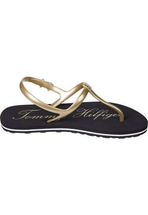 Sandalias Dorado Signature Con Logo Tommy Hilfiger