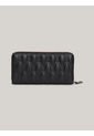 Billetera Negra De Cuero Acolchada Con Cremallera Tommy Hilfiger de Tommy Hilfiger