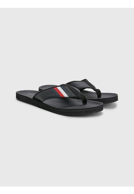 Sandalias Acolchadas Con Cinta Distintiva Hombre Negro Tommy Hilfiger