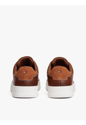 Tenis Marrón En Cuero Con Logo Tommy Hilfiger