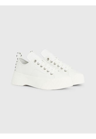 Tenis Blanco De Cuero Con Plataforma Tommy Hilfiger Tommy Hilfiger